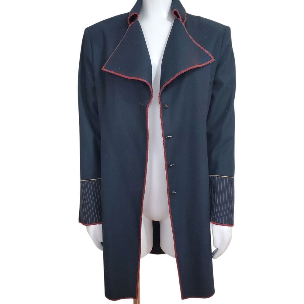 Batiste‎ Coatigan Womens Size 12/44 Jacket Wool Angora Black Metal Buttons Artsy